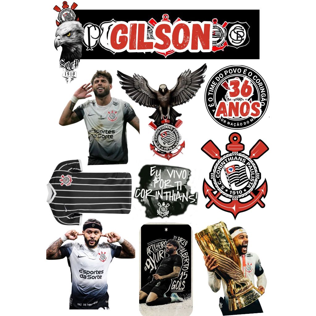 (Topper)Topo de Bolo CORINTHIANS M. DEPAY e YURI Personalizados para Aniversários e eventos em Oferta na Shopee