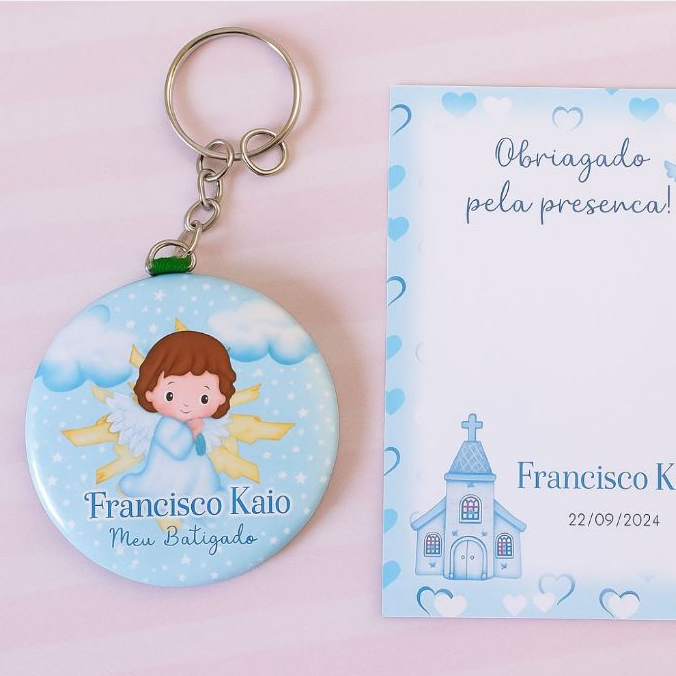 kit 20 chaveiros  personalizados lembrancinha batismo mimo para batizado