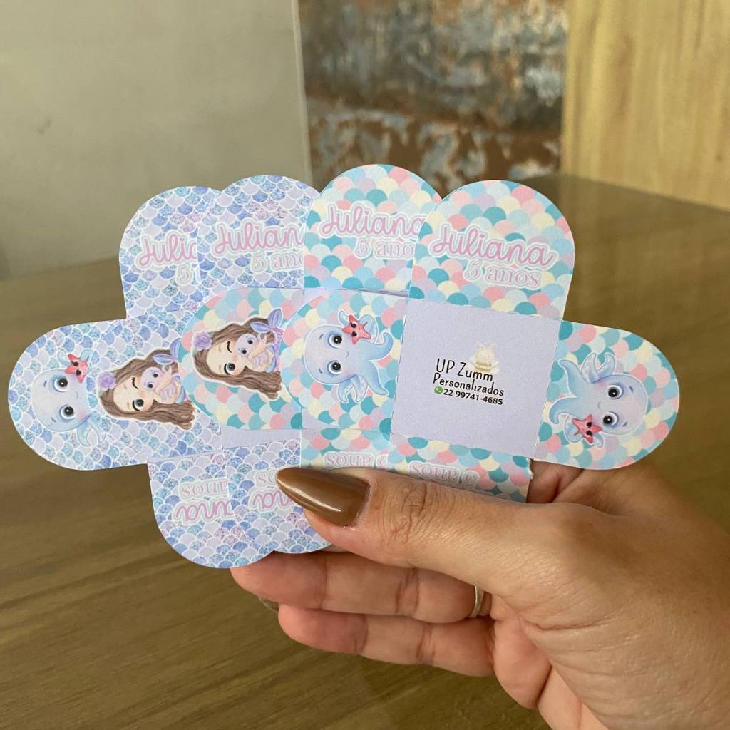 FORMINHA PARA DOCE-  BRIGADEIRO SEREIA CUTE PERSONALIZADA - FORMINHA DOCE 4 PÉTALAS- CAIXETA FESTA INFANTIL-LEMBRANCINHA