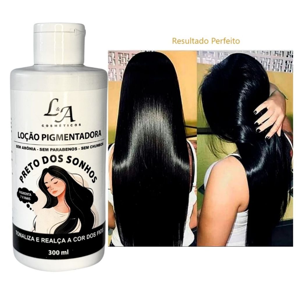 Loção Preto Condicionador Pigmentador Tonalizante – Tinta Sem amônia Preto intenso Black 300ml em Oferta na Shopee