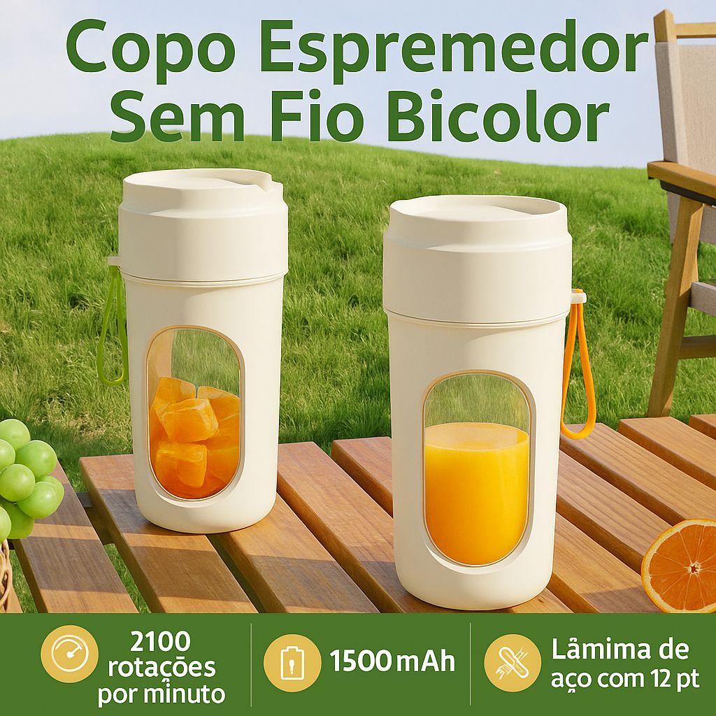 Liquidificador Portátil 12 Lamina Com Canudo Sem Fio Recarregável Elétrico 450ML Suco Frutas Shake