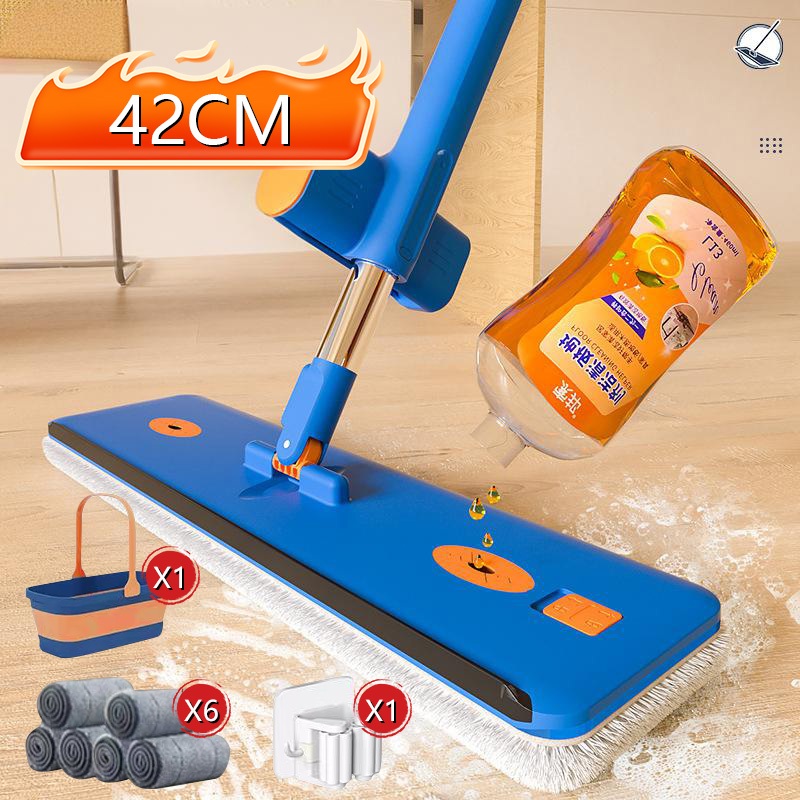 KIT 9 Conjunto De Esfregão E Balde Dobrável De Microfibra Com Raspador De Desaguamento -S10