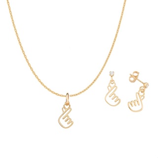 Conjunto Rommanel Coração Coreano Dorama Cordão Pingente e Brincos em Oferta na Shopee