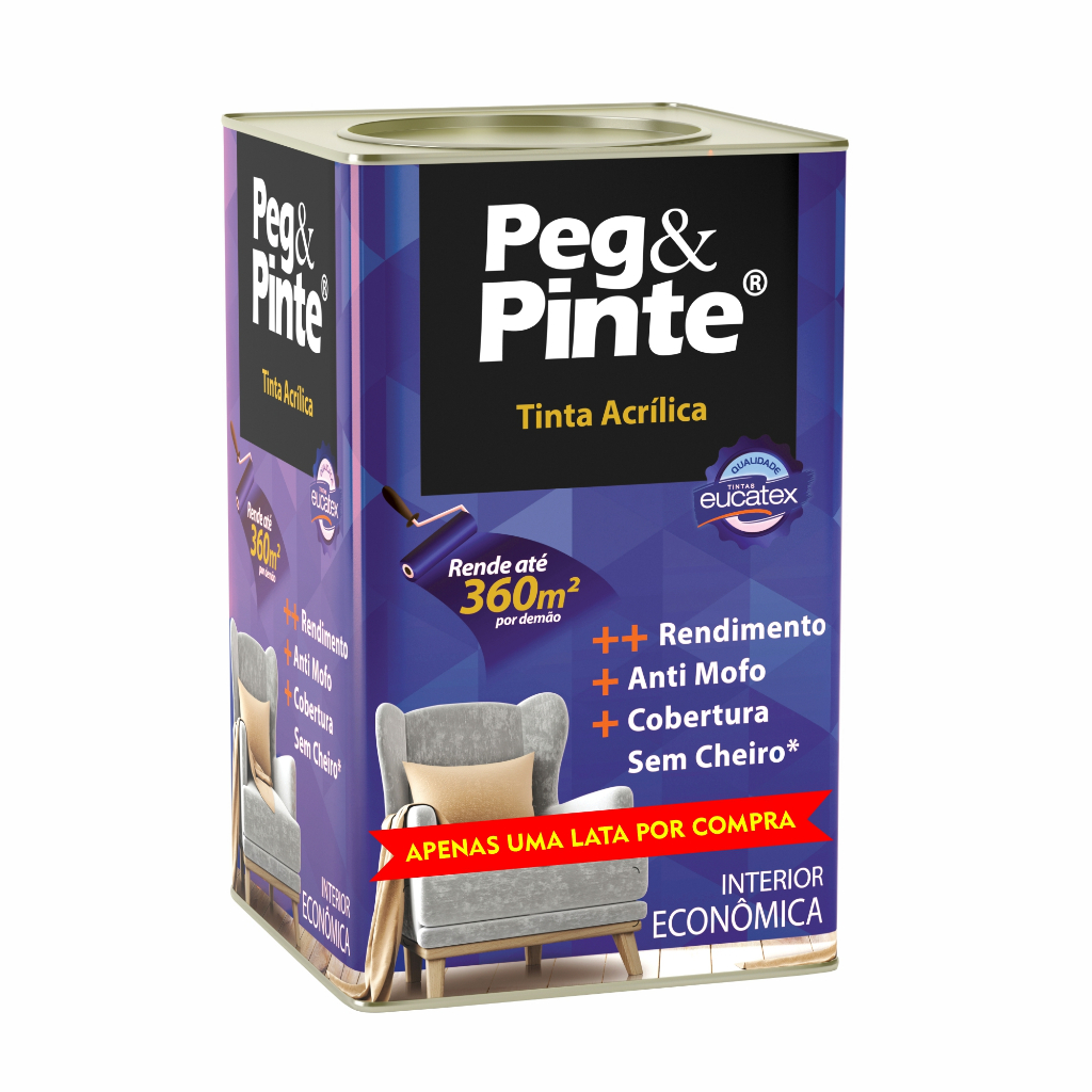 Tinta Acrilica Peg Pinte Antimofo 18L Parede Super Promoção Varias Cores em Oferta na Shopee