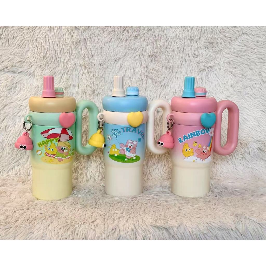 Garrafa Infantil 850ML com Canudo e Alça – Estilo Fofo com Personagem de Urso, Ideal para Viagem em Oferta na Shopee