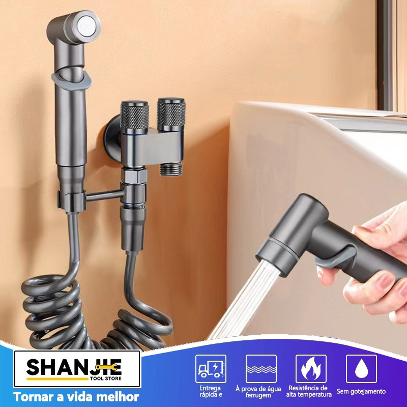 Kit Ducha Higiênica Com Registro em Aço Escovado 304 Válvula Dupla Saída 1/2 Para Banheiro Cozinha em Oferta na Shopee