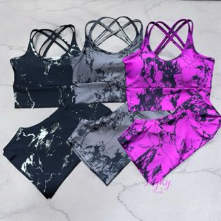 Kit 3 Conjunto Short Top Trançado ou Alça Bojo Rem Fitness Academia Dança Ciclismo Meia Coxa Tie Dye em Oferta na Shopee