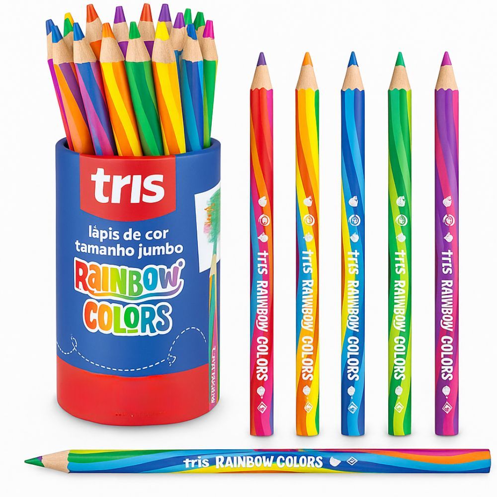 Lápis Jumbo Colorido Arco Iris Contém 12 Unidades Mina Grossa 5.0mm