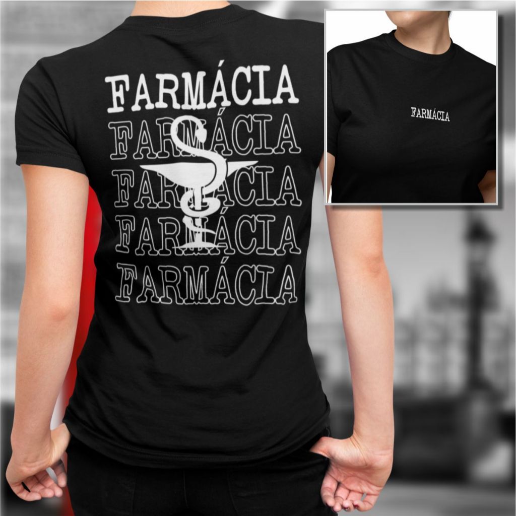 Babylook Farmácia Camiseta Feminina Farmaceutica 100% Algodão Manga Curta Gola Redonda Varias Cores