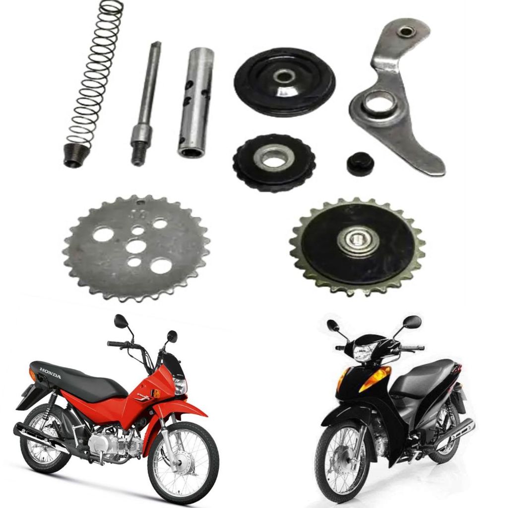 Kit Tensor Guia Corrente Comando Biz 100/Web 100/Pop 100 9 Peças