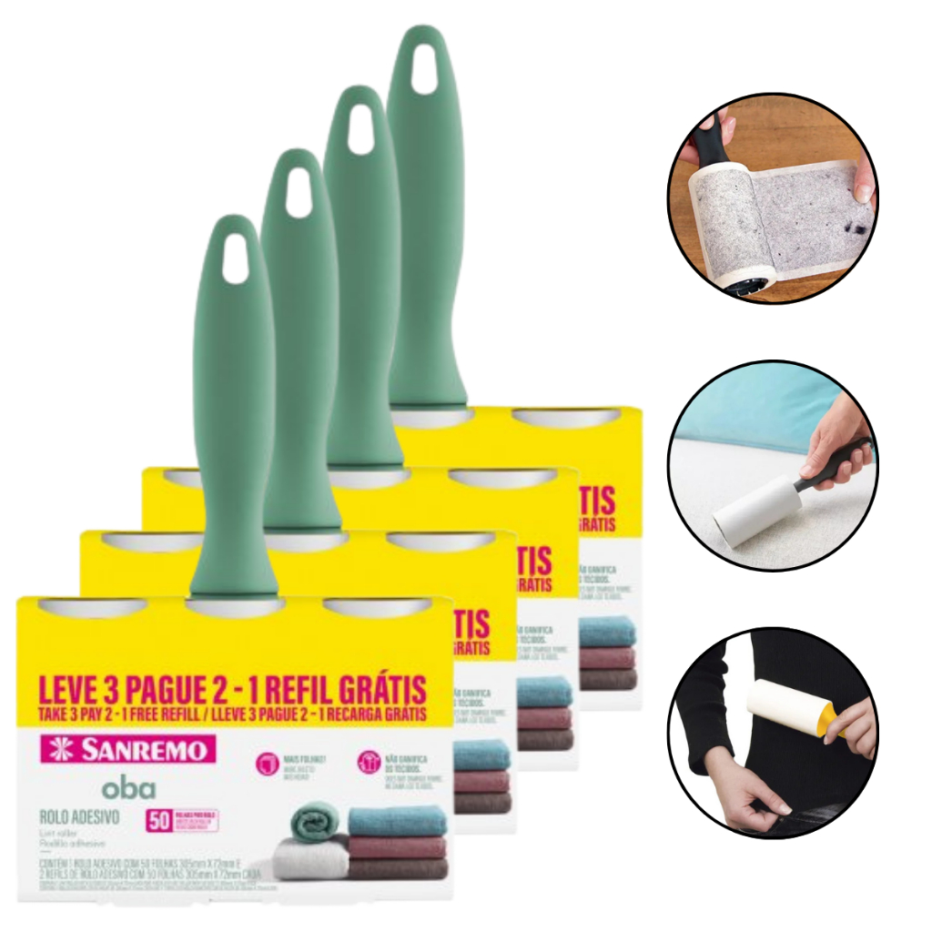 Kit Rolo Tira Pelo Adesivo de Roupas Cama Sofa Poeira Sanremo em Oferta na Shopee