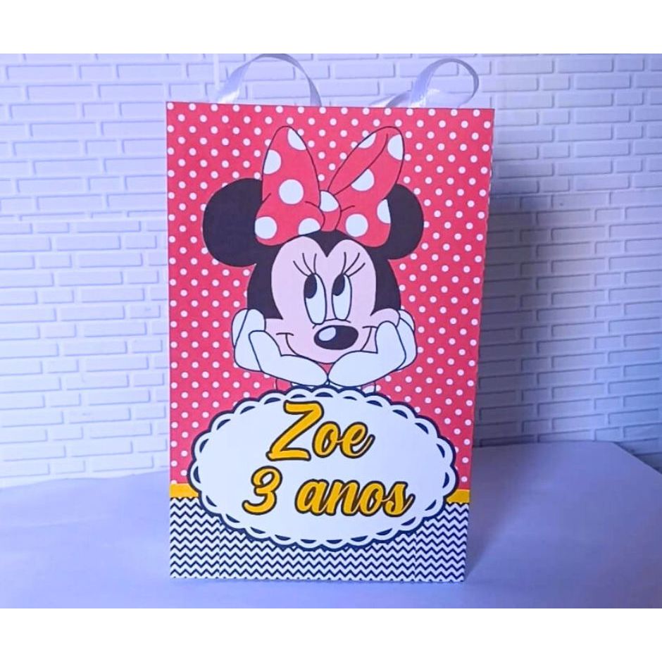Sacolinha surpresa P Minnie Vermelha Personalizada Lembrancinhas de Aniversário -Decoração de festa - PEGUE E MONTE