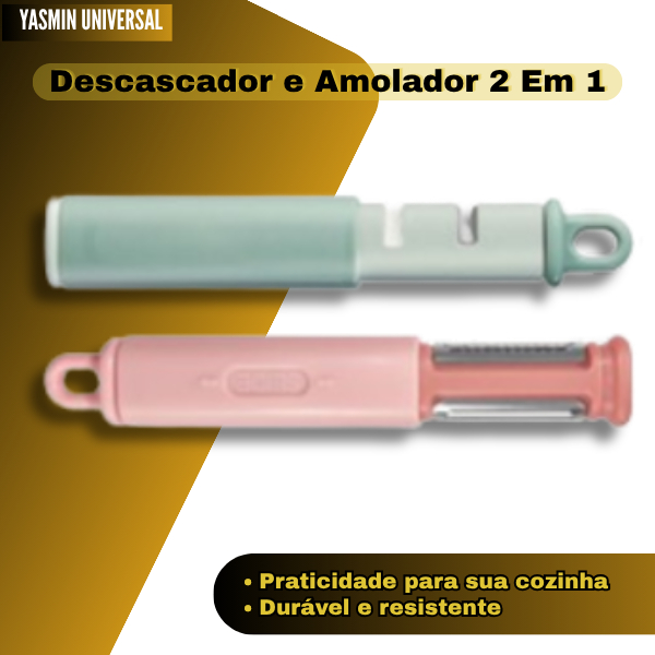 Descascador Frutas Legumes E Afiador De Faca Aço Inox 2 Em 1