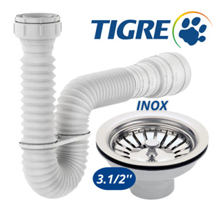 Sifão Sanfonado Tigre + Válvula Pia Cozinha Gourmet Válvula 3.1/2'' em Aço Inox Válvula Cuba Gourmet em Oferta na Shopee