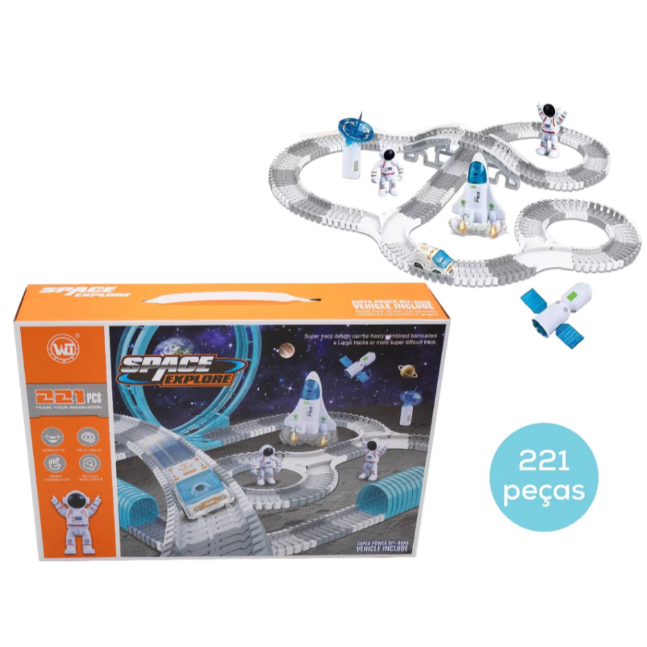 Pista Corrida Carrinho Astronauta Infantil Ajustável Brinquedo Criança Montável Trilha Maluca