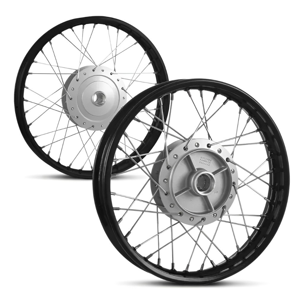 Par Roda Aro Preto Biz 100 Biz 125 Biz 110 4mm Cromado Alinhada