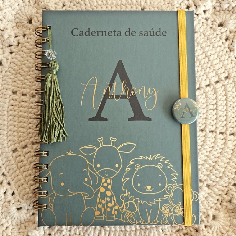 Caderneta de Saúde / Vacinação SAFARI Tamanho A5 com o nome na capa personalizado