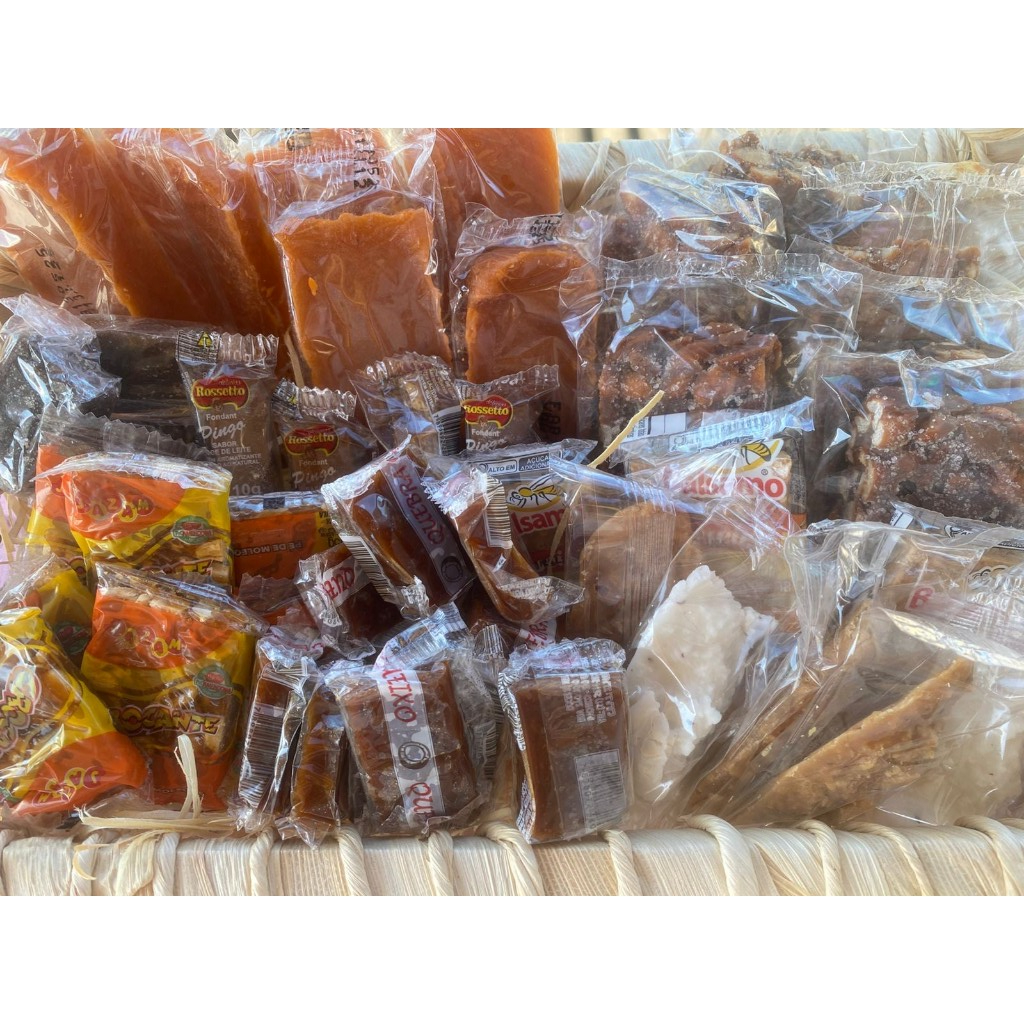 kit doces típicos para festa junina julina agostina tradicionais cocada paçoca pipoca pé de moleque de moça quebra queix