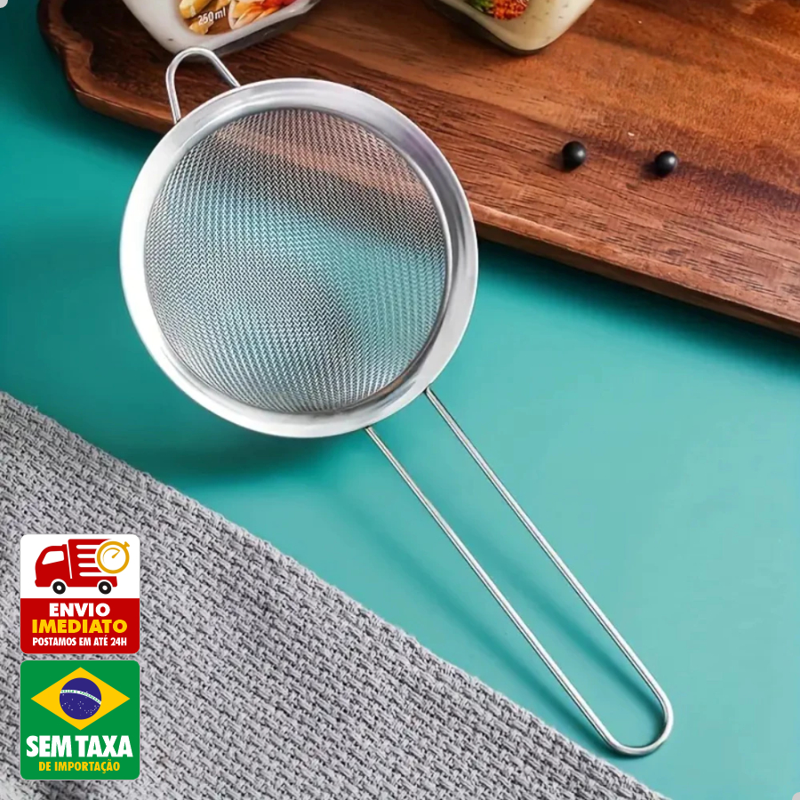 Peneira Côncava Inox GP6 Malha Fina Cozinha 14cm 16cm 18cm 20cm Kit Suco Farinha Chá em Oferta na Shopee