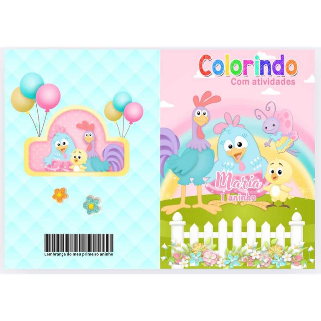 20 Livrinho de Colorir Galinha Pintadinha Personalizado com Nome e Idade Festa Infantil Aniversário