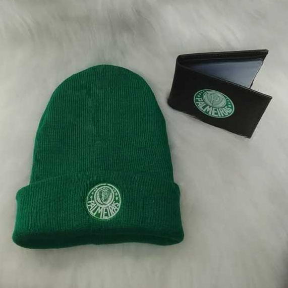 KIT TOUCA GORRO DO PALMEIRAS BORDADO MAIS CARTEIRA DE PALMEIRAS EMBLEMA ESTAMPADO