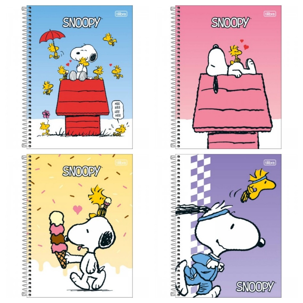 Caderno Espiral Capa Dura Universitário 1 Matéria Snoopy 80 Folhas - Capa Sortida 2026 - 1 UNIDADE