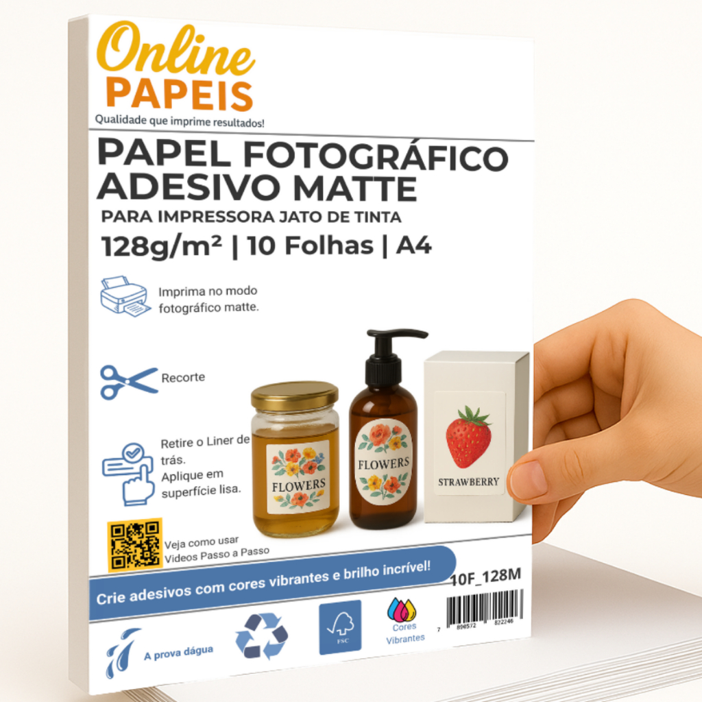 Papel Adesivo Matte 128g A4 Jato Tinta 10 Folhas A Prova D'água em Oferta na Shopee