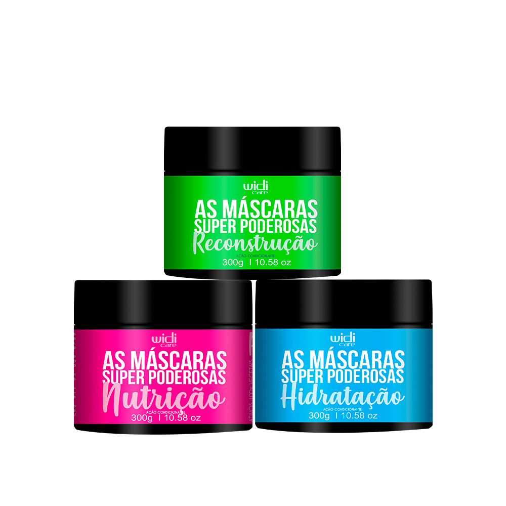 Kit Widi Care Cronograma Super Poderosas (HIDRATAÇÃO +NUTRIÇÃO +RECONSTRUÇAO)
