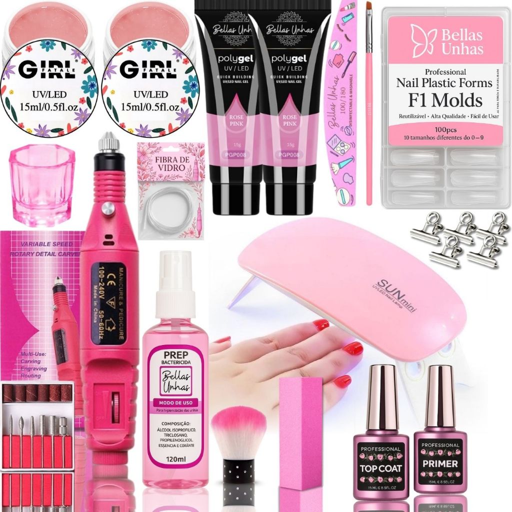 Kit Unhas Completo Acrigel Manicure Envio Imediato