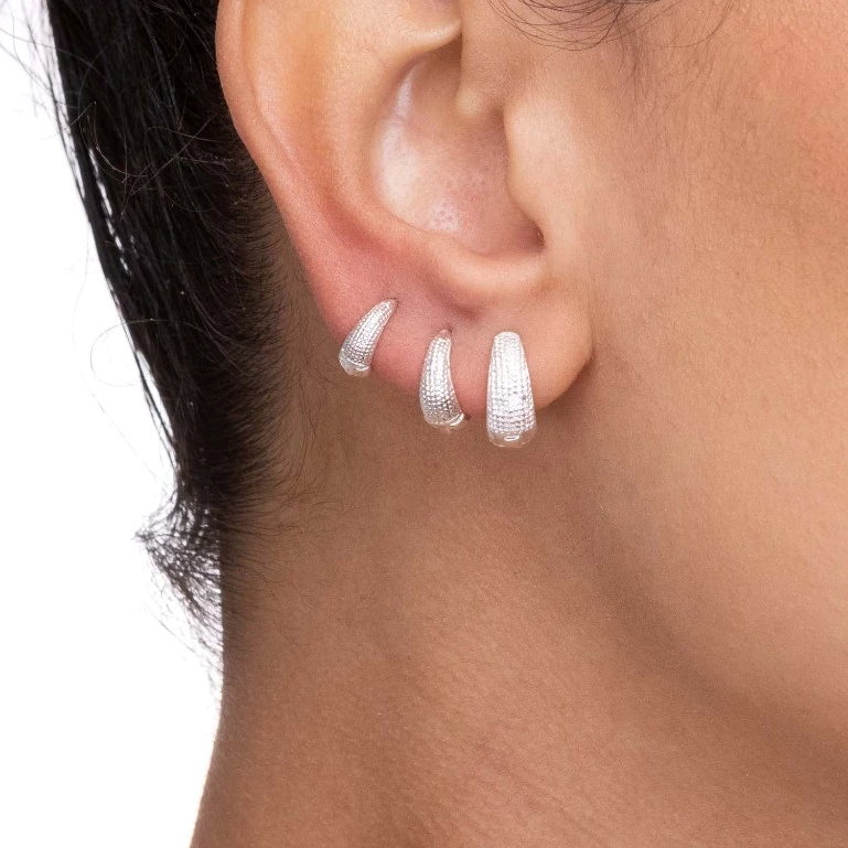 Trio Brinco Argola Click Prata 925 Craquelada em Oferta na Shopee