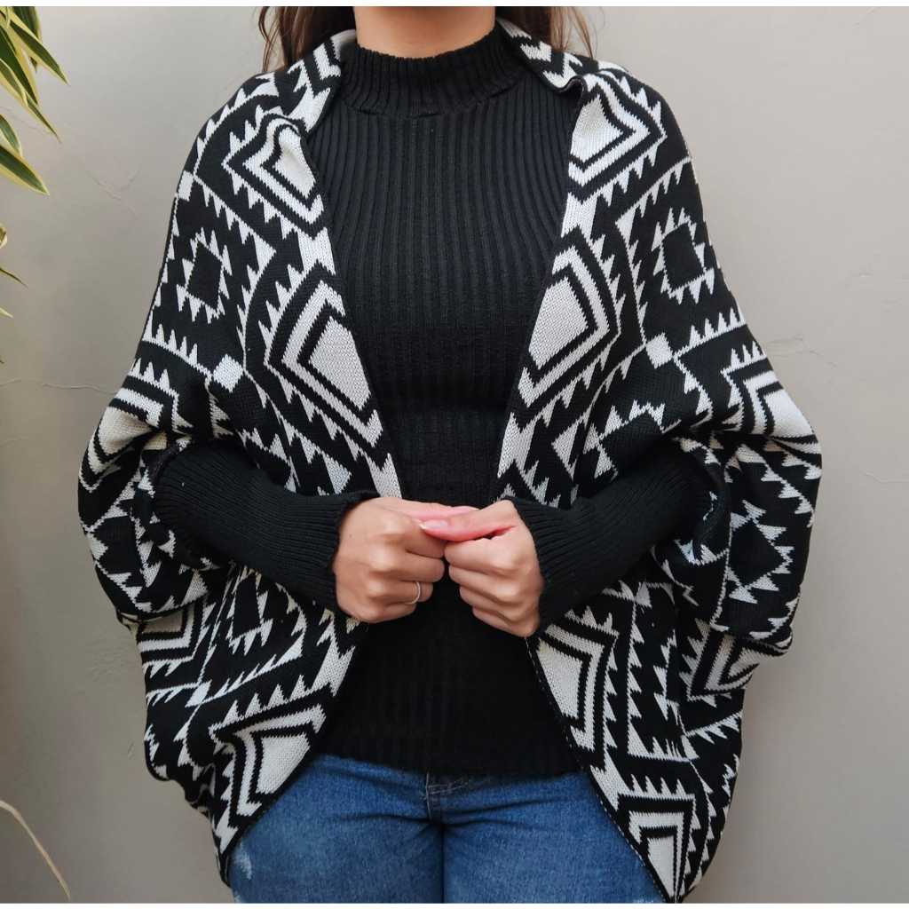 Poncho Cardigan Feminino De Tricô Tricot Capa Blogueirinha Sobreposição Outono/Inverno 2026 em Oferta na Shopee