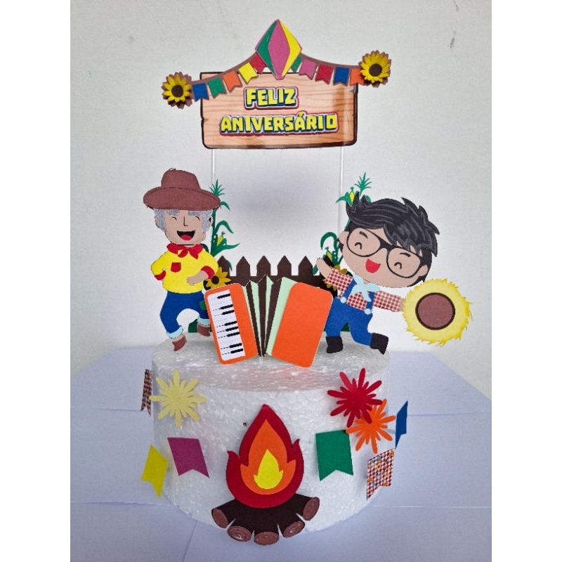 Topo Topper de bolo Festa junina personalizado Arraiá