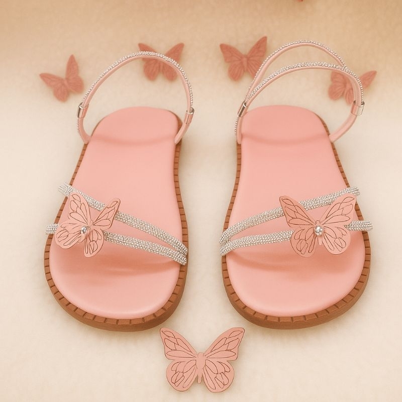 Sandália Infantil Feminina Birken Anabela com Borboleta – Numeração 27 ao 34