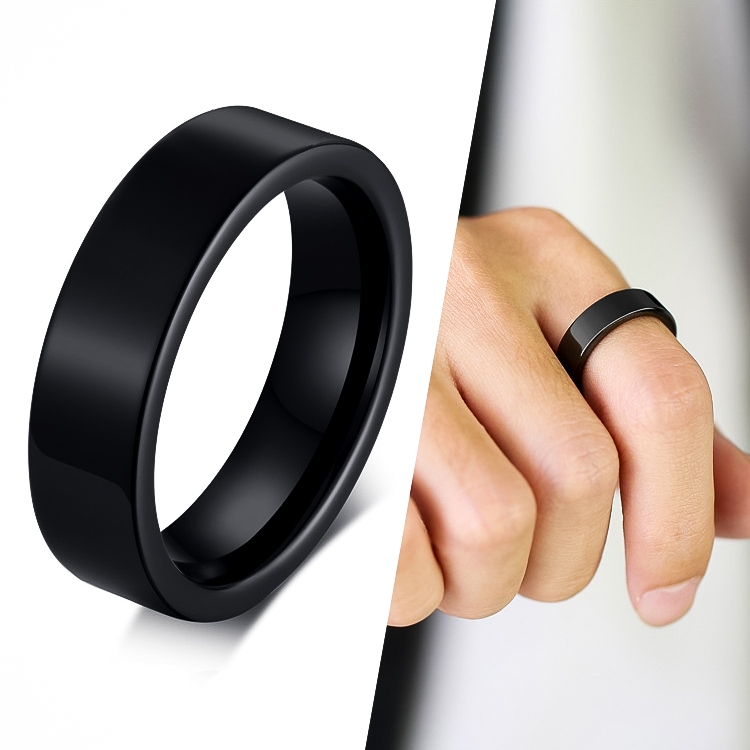 Anel de Aço Inoxidável Preto 6mm Reto Liso Masculino Feminino em Oferta na Shopee