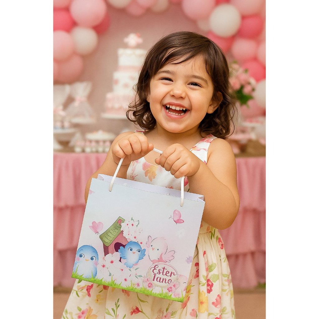 Sacolinha Personalizada Jardim/ Sacolinha Surpresa Pássaros/ Sacola lembrancinha para Aniversário