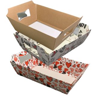 5 Cestas de Papel Cartão Grande, Média e Pequena Estampa Amor/Love/Coração/kraft ou Branca para  Festa Decoração. em Oferta na Shopee