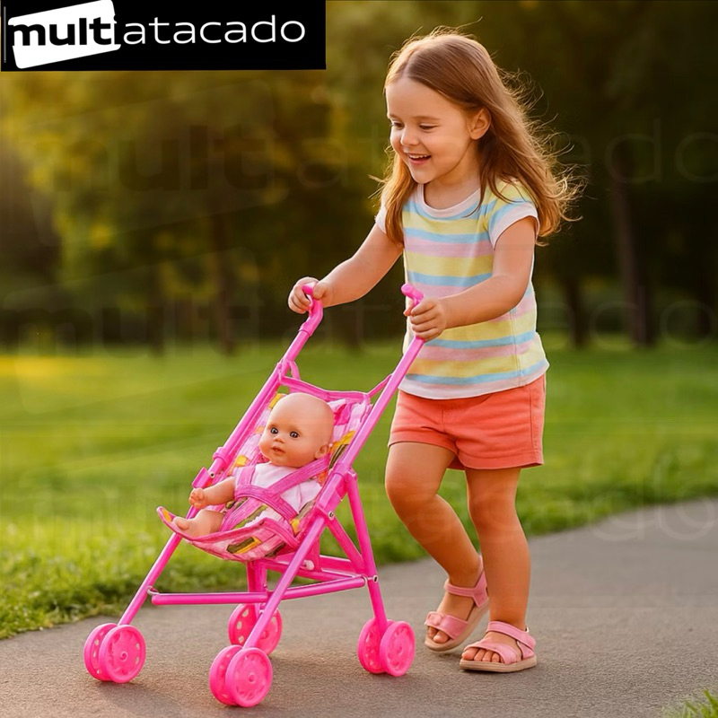 Carrinho De Boneca Em Plastico Dobrável Menina Brinquedo, Carrinho De Boneca,  Brinquedo Infantil
