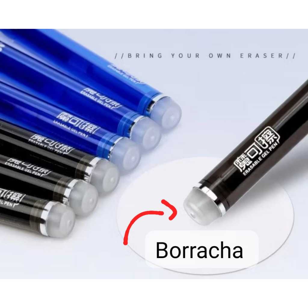 Caneta De Gel Apagável Ponta Fina Preta Tinta Clara Á Prova D'Água — imagem 2 de 2