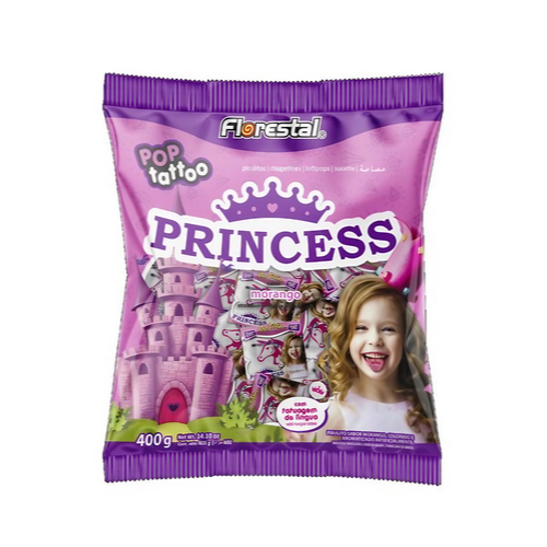 Pirulito Pop Tattoo Princess 400g - Florestal em Oferta na Shopee