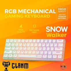 Teclado Gamer 60% Branco Mecanico RGB Snow Walker V2 - Clanm