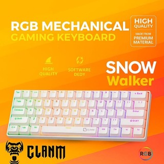 Teclado Gamer 60% Branco Mecanico RGB Snow Walker V2 - Clanm