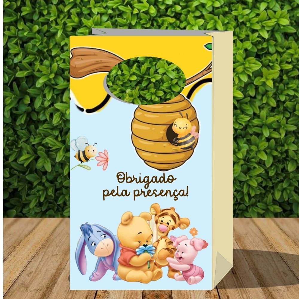 Lembrancinha ursinho pooh menino -Sacolinha P PEGUE E MONTE para festa infantil-caixinhas- sacolinha surpresa