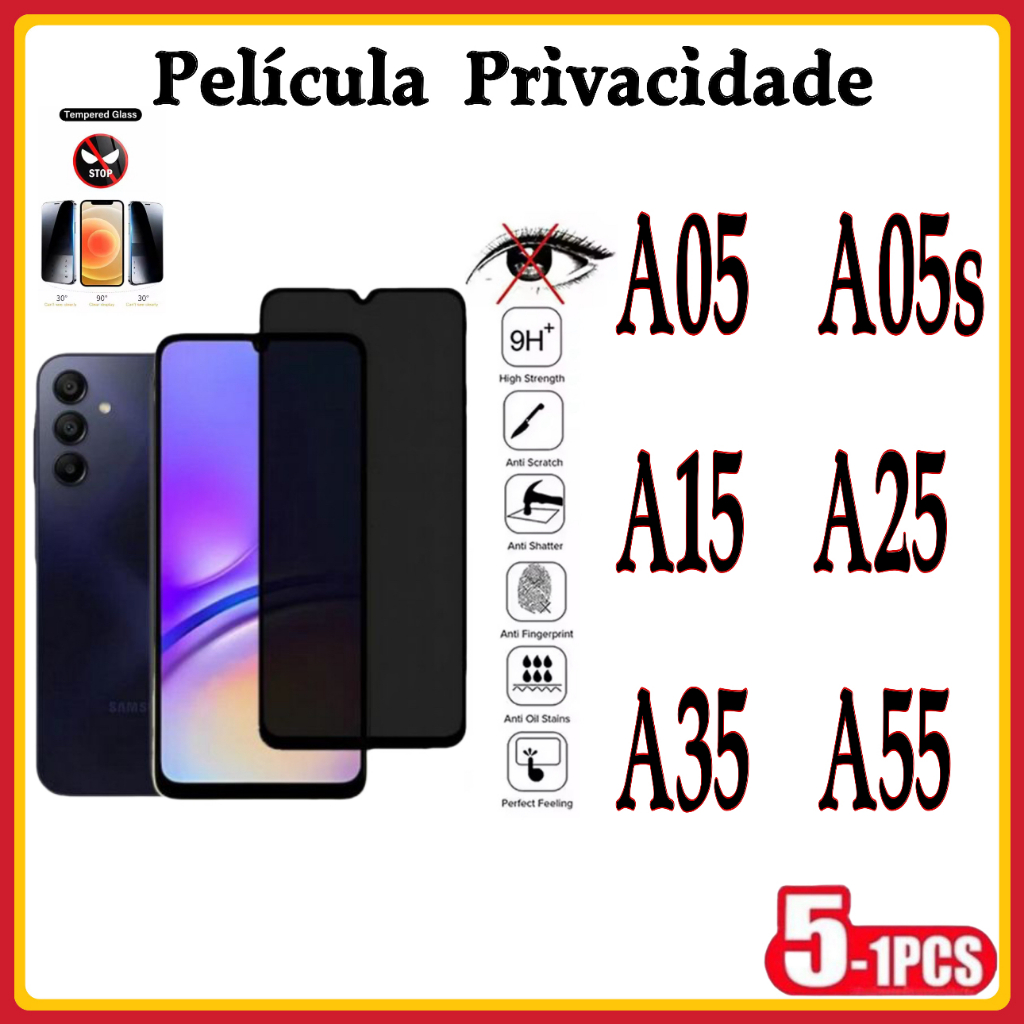 Película Privacidade 3D Anti Spy Samsung A05 A05S A15 A25 A35 A55