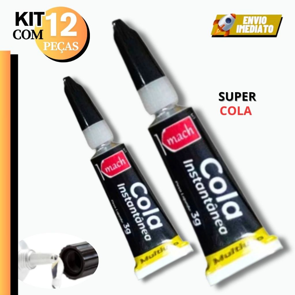 Kit Super Cola Bond 12 Unidades Cola Instantânea Secagem Rápida 5 minutos Tek Bond 3g De Uso Geral