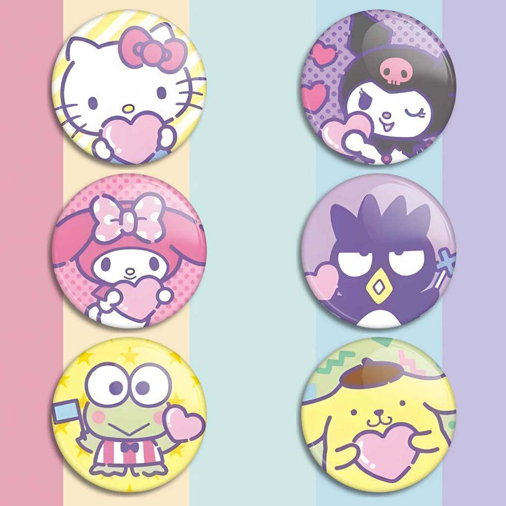 Kit 6 botons Hello Kitty fofos pastel, broche hello kitty, buttons, pins em Oferta na Shopee