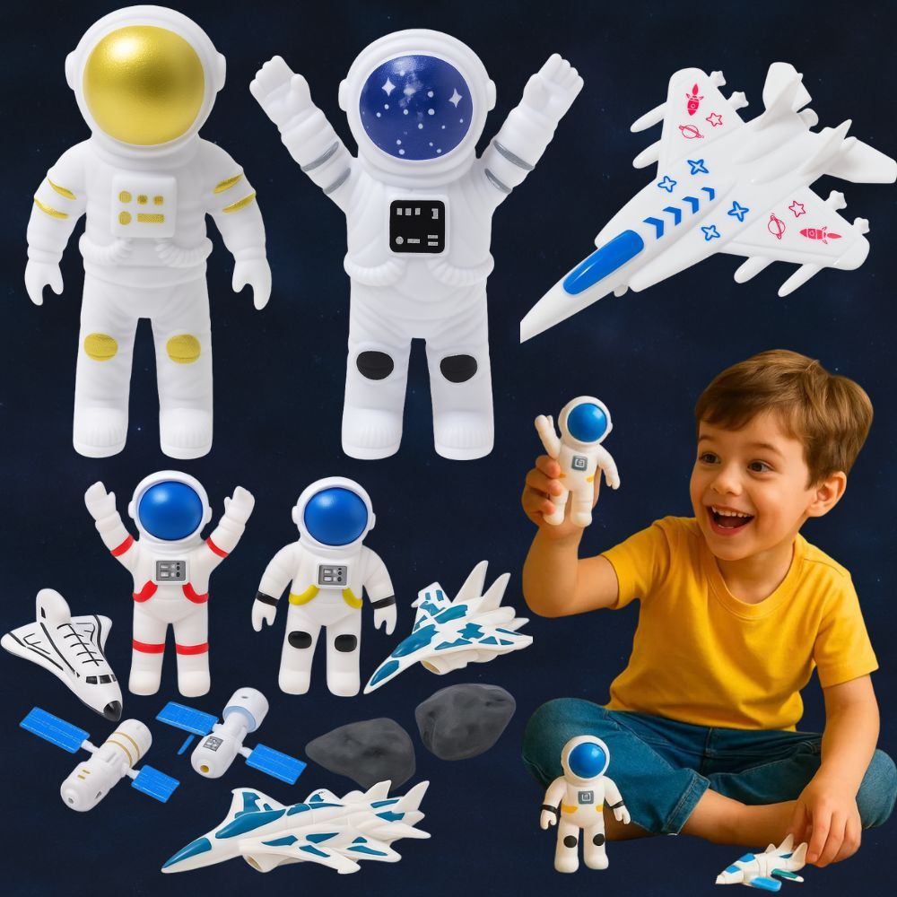 Brinquedo Nave Espacial Astronauta Bonequinho Satélite Brinquedo Espacial Com 7 Peças