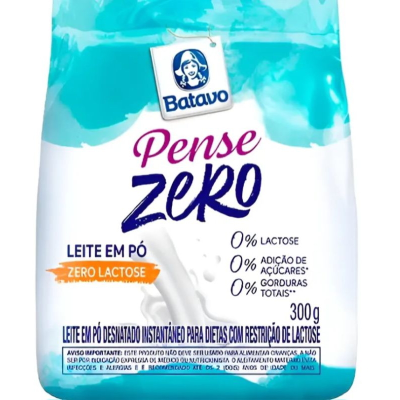 Kit 2 pacotes Leite em Pó Pense Zero Lactose Batavo, Zero adição de Açúcar 300g livre de lactose -Intolerância a Lactose