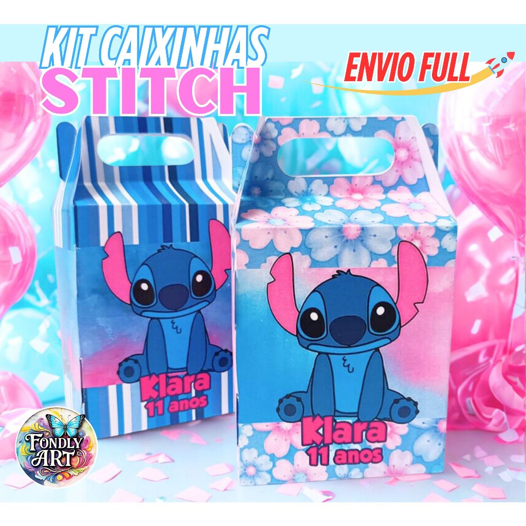 Caixa Maleta Personalizado Festa infantil Stitch Kit festa 10 a 40 Und. Envio Full