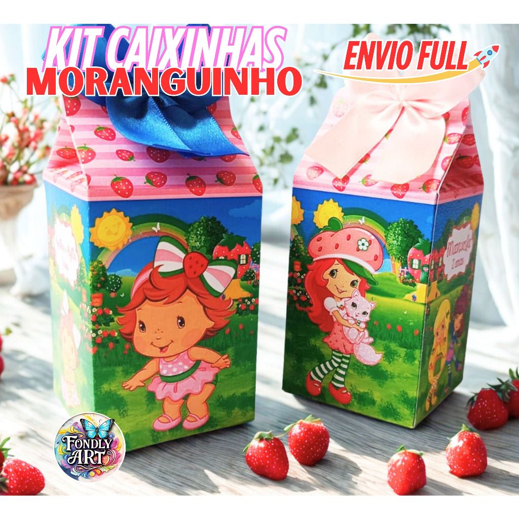 Kit 20 Caixa Milk Moranguinho Baby ou Adolescente - caixa milk personalizada Moranguinho