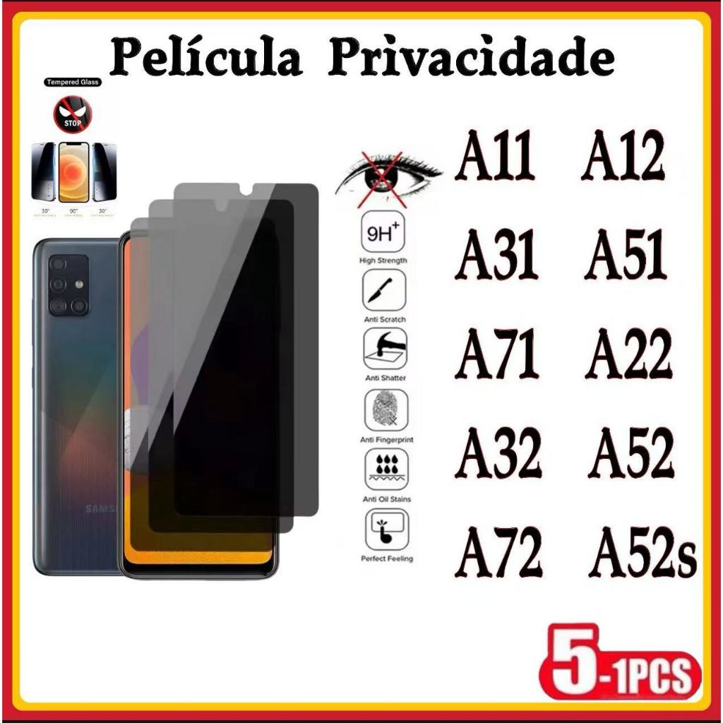 Película Privacidade 3D Anti Spy Samsung A11 A12 A31 A51 A71 A22 A32 A52 A72 A52S
